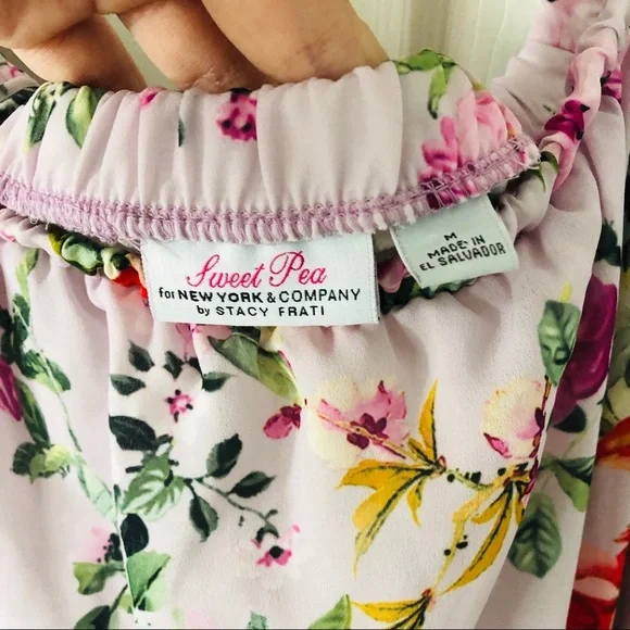 SWEET PEA purple colorful floral off the shoulder shirt Size medium - Picture 7 of 9
